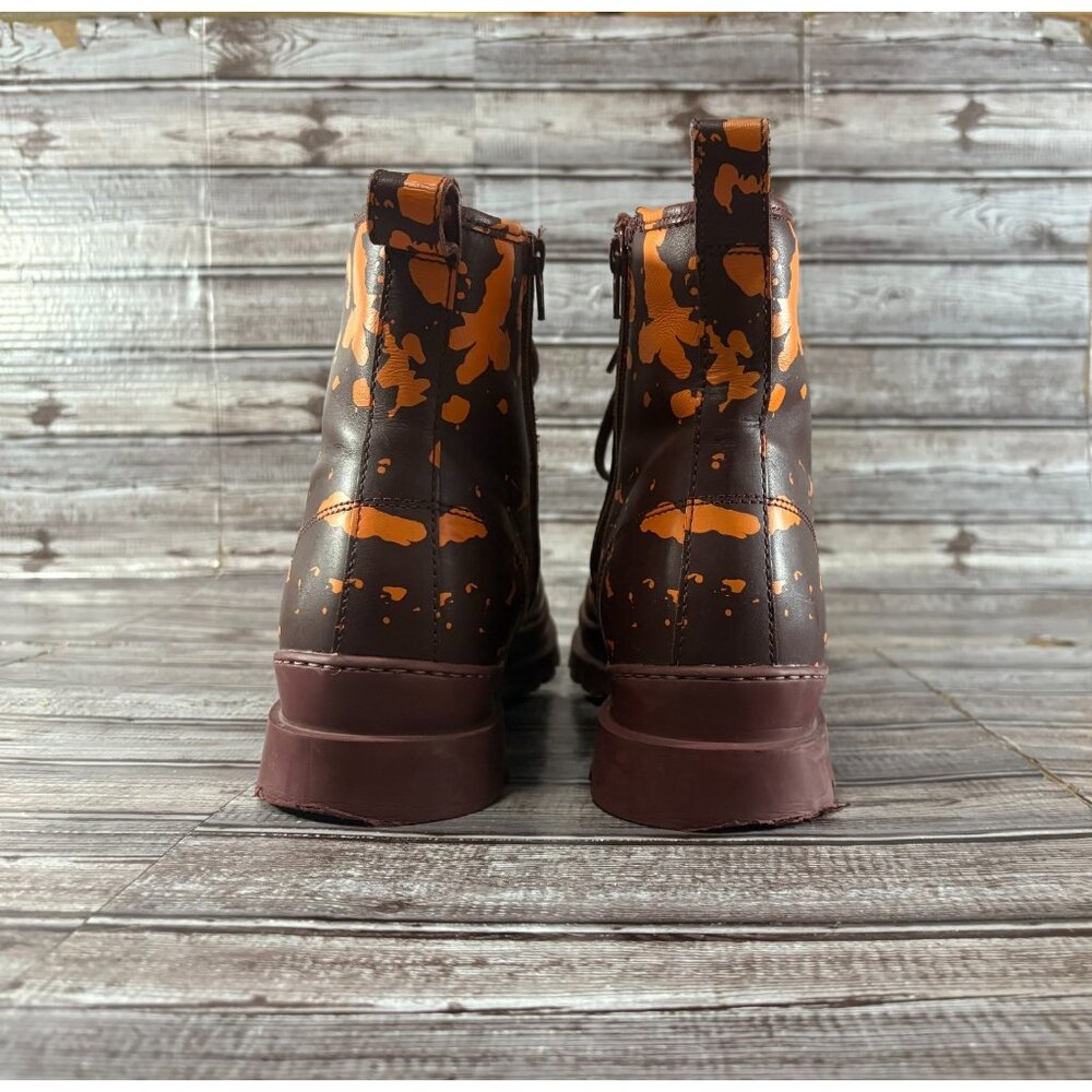 Camper Brutus Combat leather Boots Sz 45 US 12 color Burgundy and orange Autun- - Picture 3 of 10